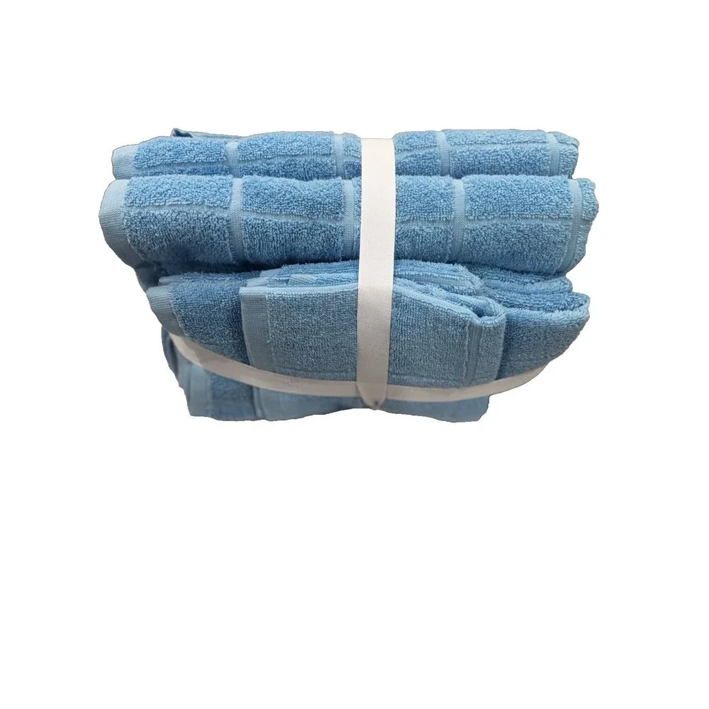 Home Expressions 6 Piece Bath Towel Set 100% Cotton Baltic Sky NEW